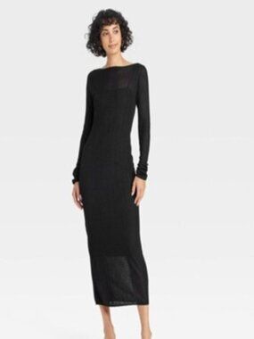 A New Day Mesh Romantic Long Sleeves Lined Women's Maxi Dress Size Medium NWT